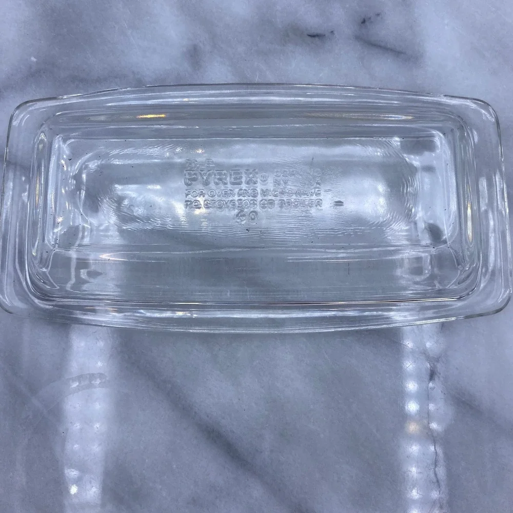 Vintage Pyrex Butter Dish Lid Clear Glass 72-B Rectangular USA Retro Kitchen MCM